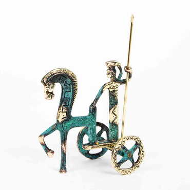 Myros - Bronz Metal Heykel At Arabası Büyük 14x12,5 cm