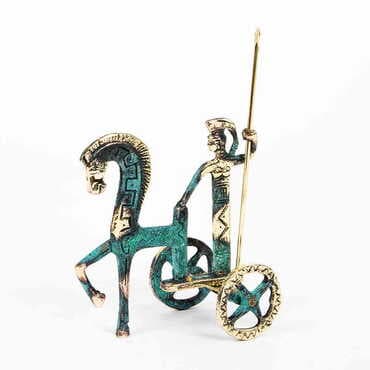 Toptan Bronz Metal Heykel At Arabasi Büyük14 X 125 Cm