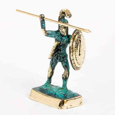 Myros - Bronz Metal Heykel Mızraklı 12x12 cm