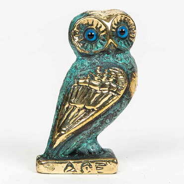 Myros - Bronz Yan Baykuş 2 Küçük Biblo 4x2 cm