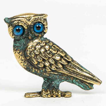 Myros - Bronz Yan Baykuş 3 Küçük Biblo 3,5x4,5 cm