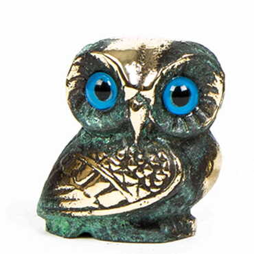 Myros - Bronze Chubby Cute Owl Figurine 4X3,5 Cm