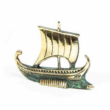 Myros - Bronze Sailing Boat Figurine 12 Cm