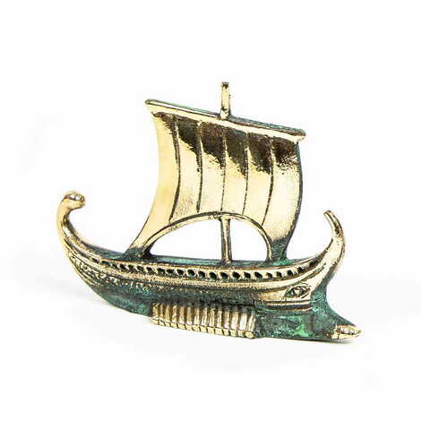 Bronze Sailing Boat Figurine 12 Cm