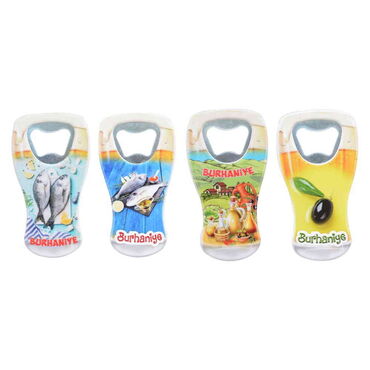 Burhaniye Themed Customised UV Printed Beer Glass Shape Plastic Base Bottle Opener 52x97 mm - 2