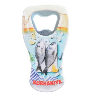Burhaniye Themed Customised UV Printed Beer Glass Shape Plastic Base Bottle Opener 52x97 mm - 3