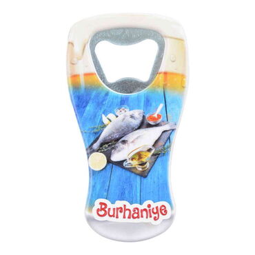 Burhaniye Themed Customised UV Printed Beer Glass Shape Plastic Base Bottle Opener 52x97 mm - Thumbnail