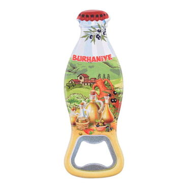 Myros - Burhaniye Themed Customised Uv Printed Coca Cola Bottle Shape Plastic Base Bottle Opener 42x120 mm