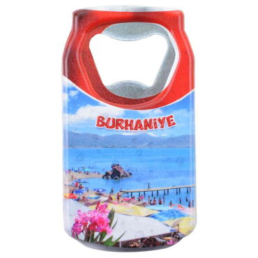 Myros - Burhaniye Themed Customised UV Printed Coca Cola Bottle Shape Plastic Base Bottle Opener 43x80 mm