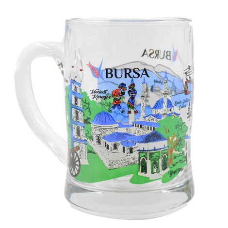 Toptan Bursa Temalı Cam Büyük Bardak - 1