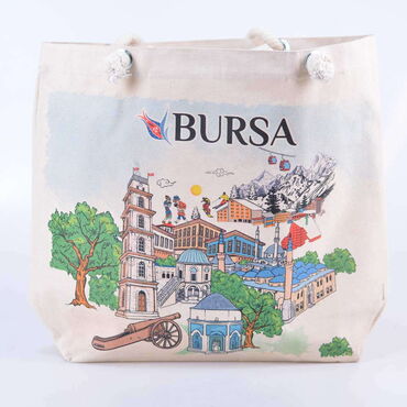 Toptan Bursa Temalı Dijital Baskılı Kanvas Plaj Çantası - 3