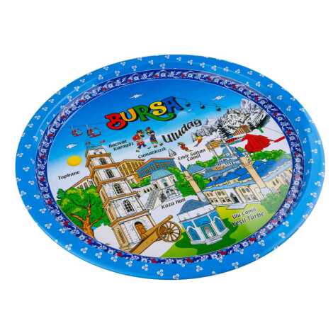 Bursa Temalı Metal Yuvarlak Tepsi 28 Cm - 4