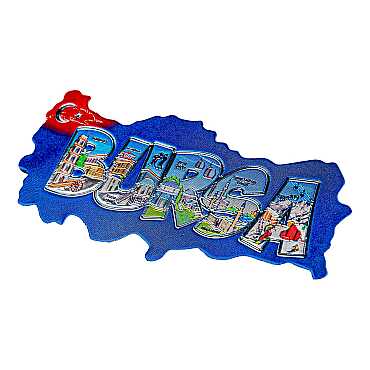 Bursa Temalı Metalize Harita Magnet - 6