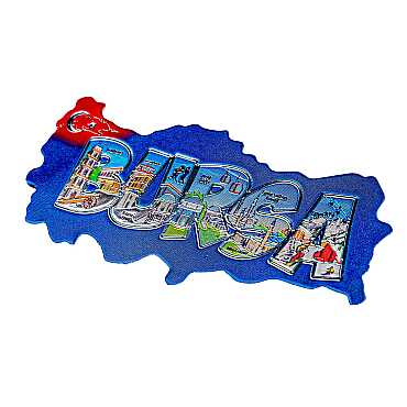 Bursa Temalı Metalize Harita Magnet - 4