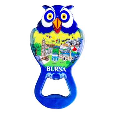Bursa Temalı Myros Metal Baykuş Açacak Magnet 88x47 mm - Myros