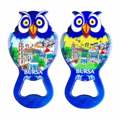Bursa Temalı Myros Metal Baykuş Açacak Magnet 88x47 mm - 2