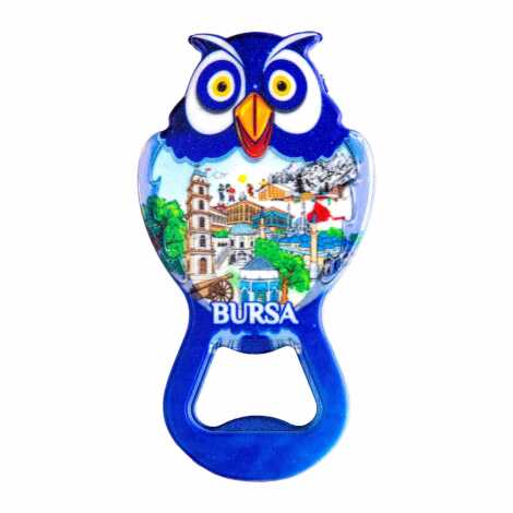 Bursa Temalı Myros Metal Baykuş Açacak Magnet 88x47 mm - 3