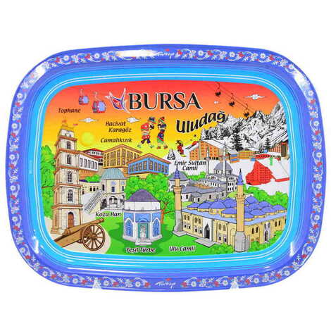Bursa Temalı Myros Metal Resimli Tepsi 305x235 mm