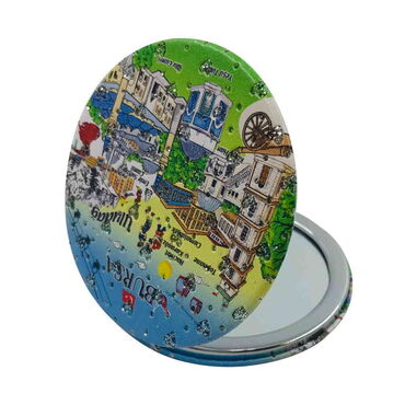 Bursa Themed Customised Uv Printed Round Compact Mirror 72x11 mm - 3