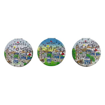 Bursa Themed Customised Uv Printed Round Compact Mirror 72x11 mm - 5