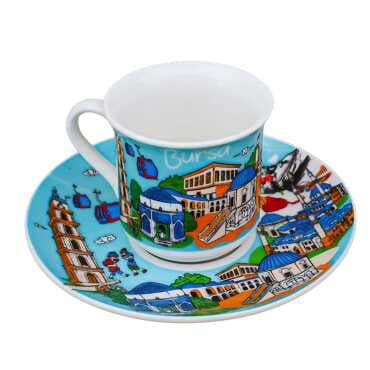 Bursa Themed Porcelain Dual Coffee Set - 3