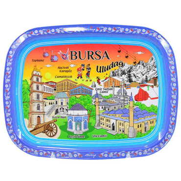 Myros - Bursa Themed Customised Printed Tin Serving Tray 305x235 mm