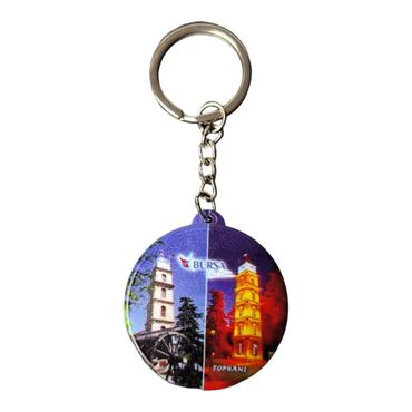 Bursa Themed Customised UV Printed Plastic Base Square Keyring 38x100 mm - Thumbnail