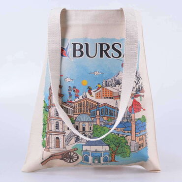 Myros - Bursa Themed Digital Printed Kanvas Bag 35x40 cm