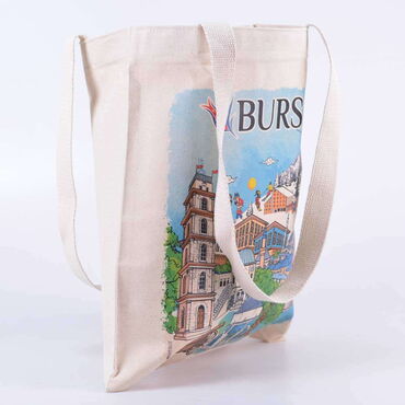 Bursa Themed Digital Printed Kanvas Bag 35x40 cm - Thumbnail