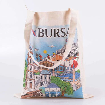 Bursa Themed Digital Printed Tote Bag 35x40 cm - Thumbnail