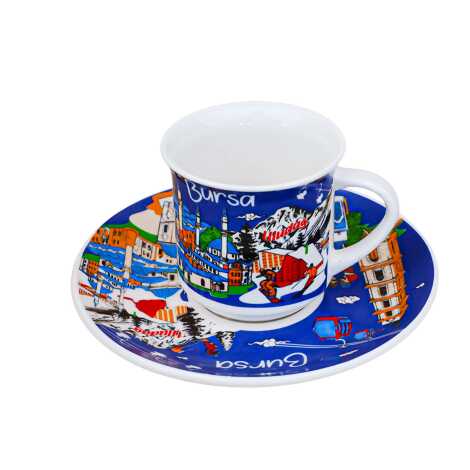 Bursa Themed Porcelain Dual Coffee Set - 5