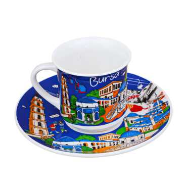 Bursa Themed Porcelain Dual Coffee Set - 4