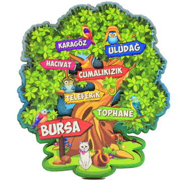 Bursa Themed Wooden Customised 2D Souvenir Fridge Magnet - Thumbnail