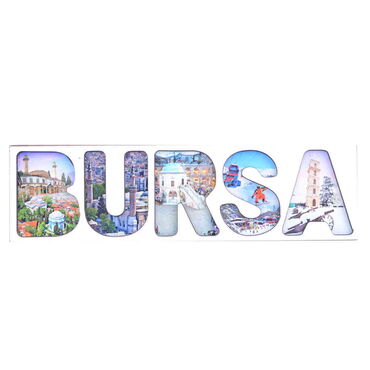 Myros - Bursa Themed Wooden Customised City Name Letter Souvenir Fridge Magnet