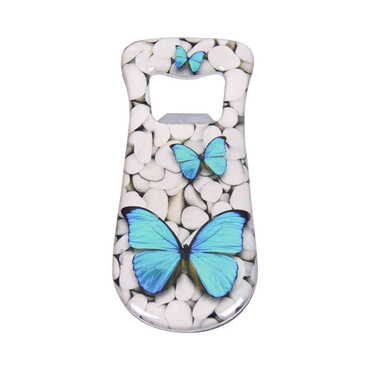 Butterfly Themed Customizable Metal Magnetic Bottle Opener 95x42 mm - Thumbnail