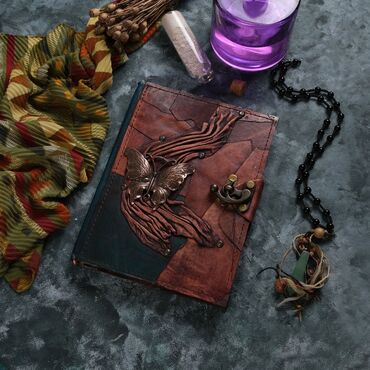 Myros - Butterfly Themed Large Leather Notebook