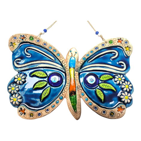 Butterfly Themed Nautical Ceramics Sixth Size Wall Hanging