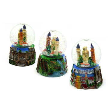 Myros - Antalya Themed Polyester Snow Globe 65 mm