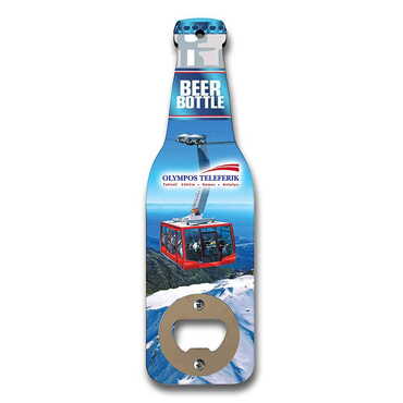 Cable Card Themed Beer Bottle Shaped Printed MDF Wooden Bottle Opener 200x59 mm - Myros