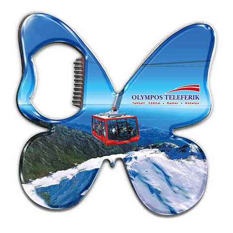 Cable Card Themed Butterfly Shaped Metal Magnetic Bottle Opener 70x70 mm - 1