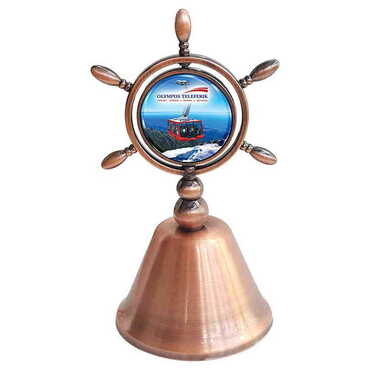 Myros - Cable Card Themed Collectible Souvenir Double Face Metal Spinner Rudder Bell - Bronze Color