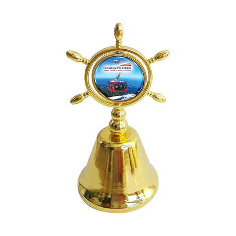 Cable Card Themed Collectible Souvenir Double Face Metal Spinner Rudder Bell - Golden Color - 1