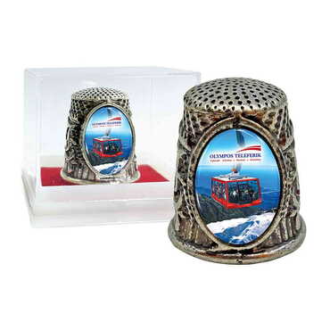 Myros - Cable Card Themed Collectible Souvenir Thimble With Gift Box - Oval Shape 20x25 mm