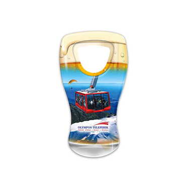 Cable Card Themed Customised UV Printed Beer Glass Shape Plastic Base Bottle Opener 52x97 mm - Thumbnail