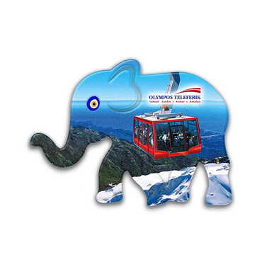 Myros - Cable Card Themed Customised UV Printed Plastic Base Elephant Shaped Fridge Magnet 86x62 mm