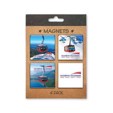 Myros - Cable Card Themed Epoxy Dome Souvenir Fridge Magnet Set of 4 pcs 40x40 mm each