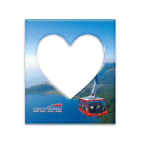 Cable Card Themed Epoxy Dome Souvenir Magnetic Heart Shaped Photo Frame 95x110 mm - 1