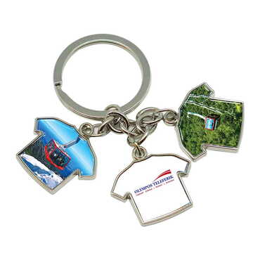 Cable Card Themed Metal Keychain With 3 Charms - T-Shirt 40x95 mm - Myros
