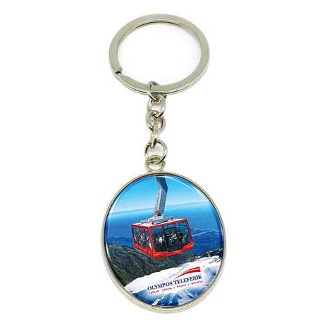 Cable Card Themed Metal Oval Keychain 35x105 mm - 1