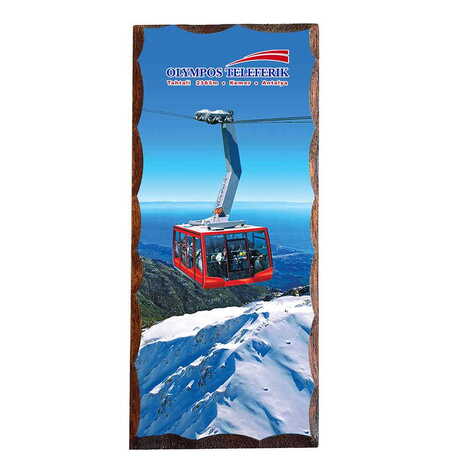 Cable Card Themed Panaromic Printed Wooden Desktop Decor 75x166 mm - 1